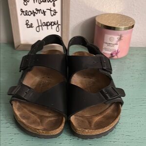 Black Double Strap Sandals Birkis SZ L8 box 117